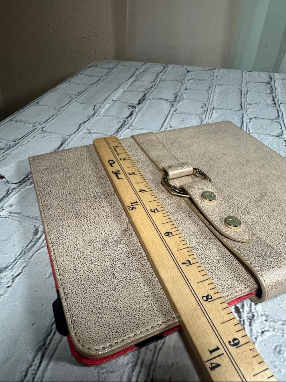 Elaine Turner Gold Metallic iPad case snap closure business card holder